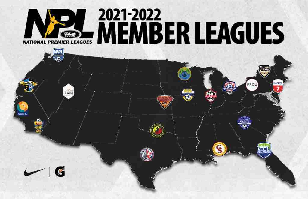 NPL 2021-22 member leagues map